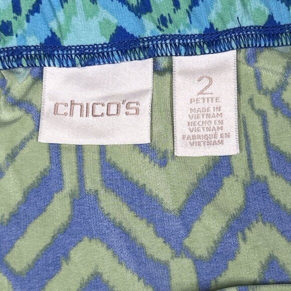 Chicos 2 Petite Maxi Skirt US L/12P Diamond Stretch Geometric Pull On Side Slits - Picture 3 of 10
